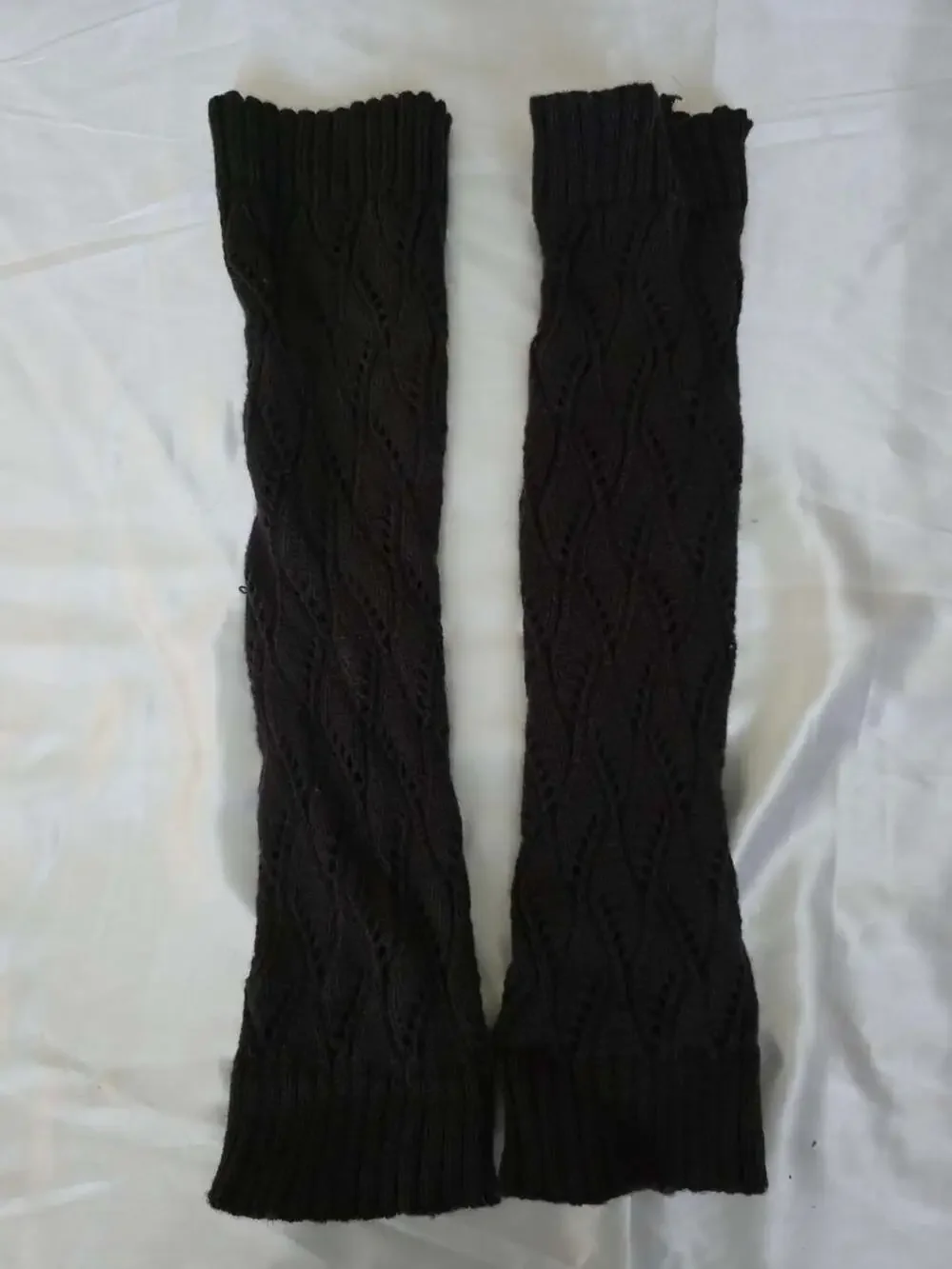 New Chocolate Brown Knitted Cable Knit Leg Warmers Black Winter Boot Cuffs